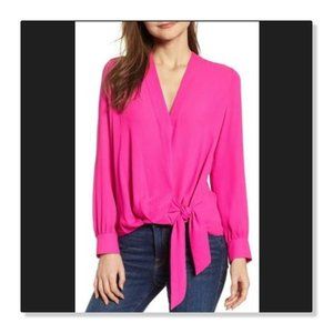 Chelsea28 Tie Front Surplice Blouse - size Medium in Magenta
